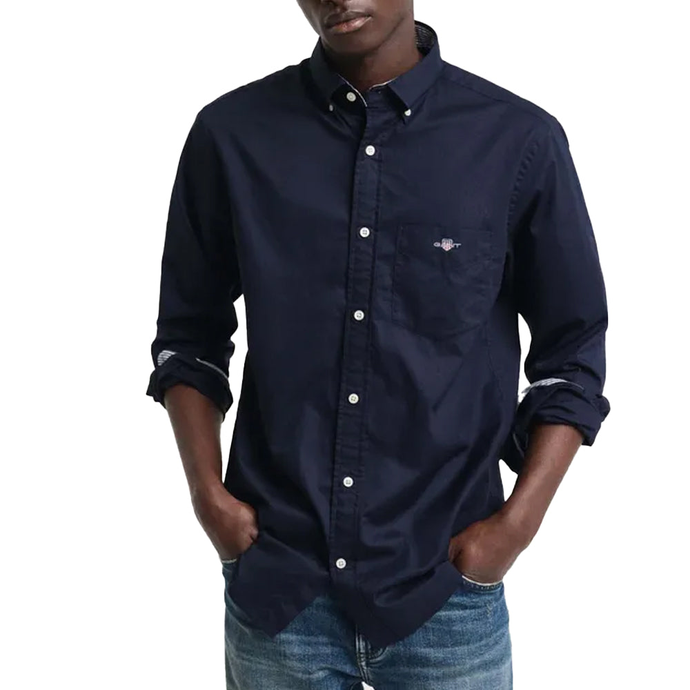 Blue - Side - Gant Mens Archive Shield Poplin Shirt