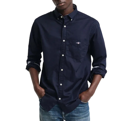 Blue - Side - Gant Mens Archive Shield Poplin Shirt