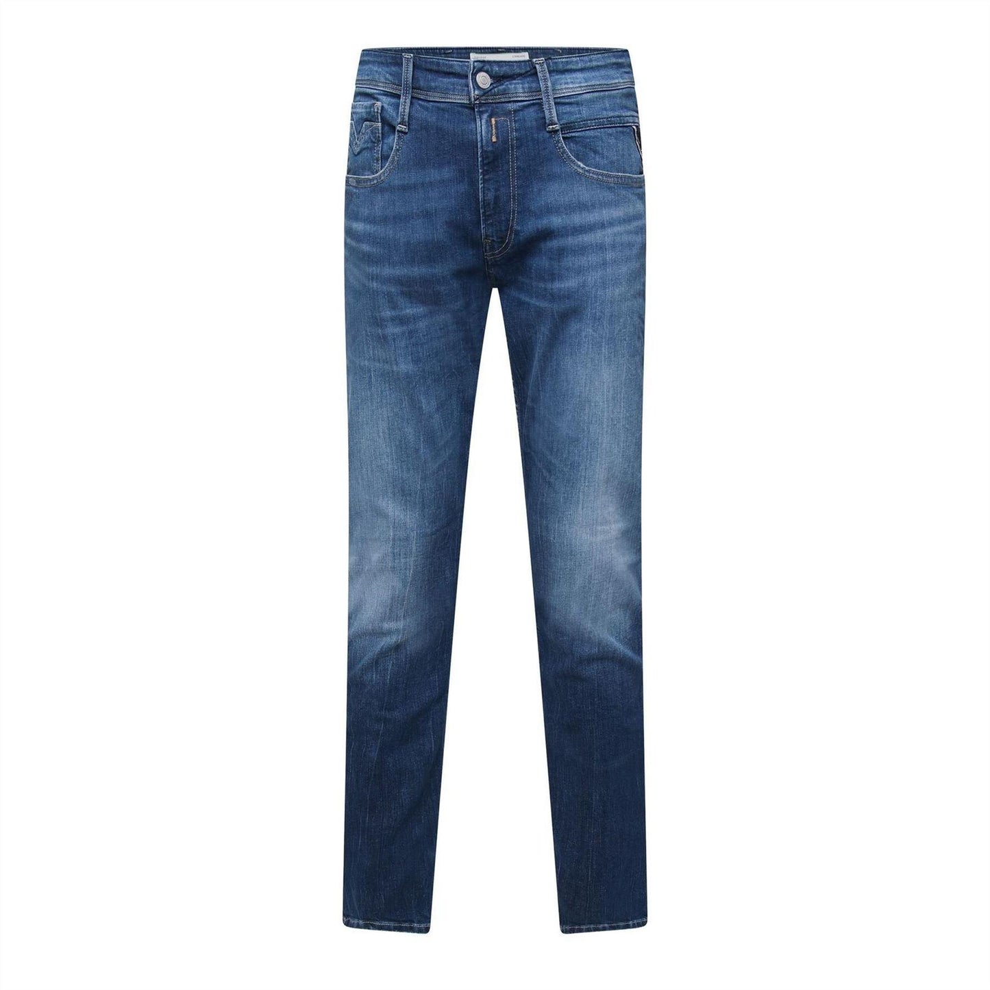 Blue - Front - Replay Mens Anbass Cotton Blend Slim Jeans