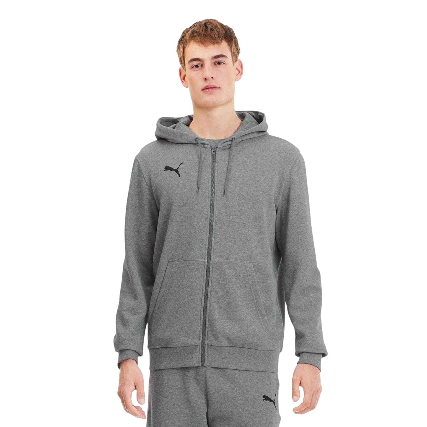 Grey - Side - Puma Mens TeamGoal 23 Casuals Hooded Jacket