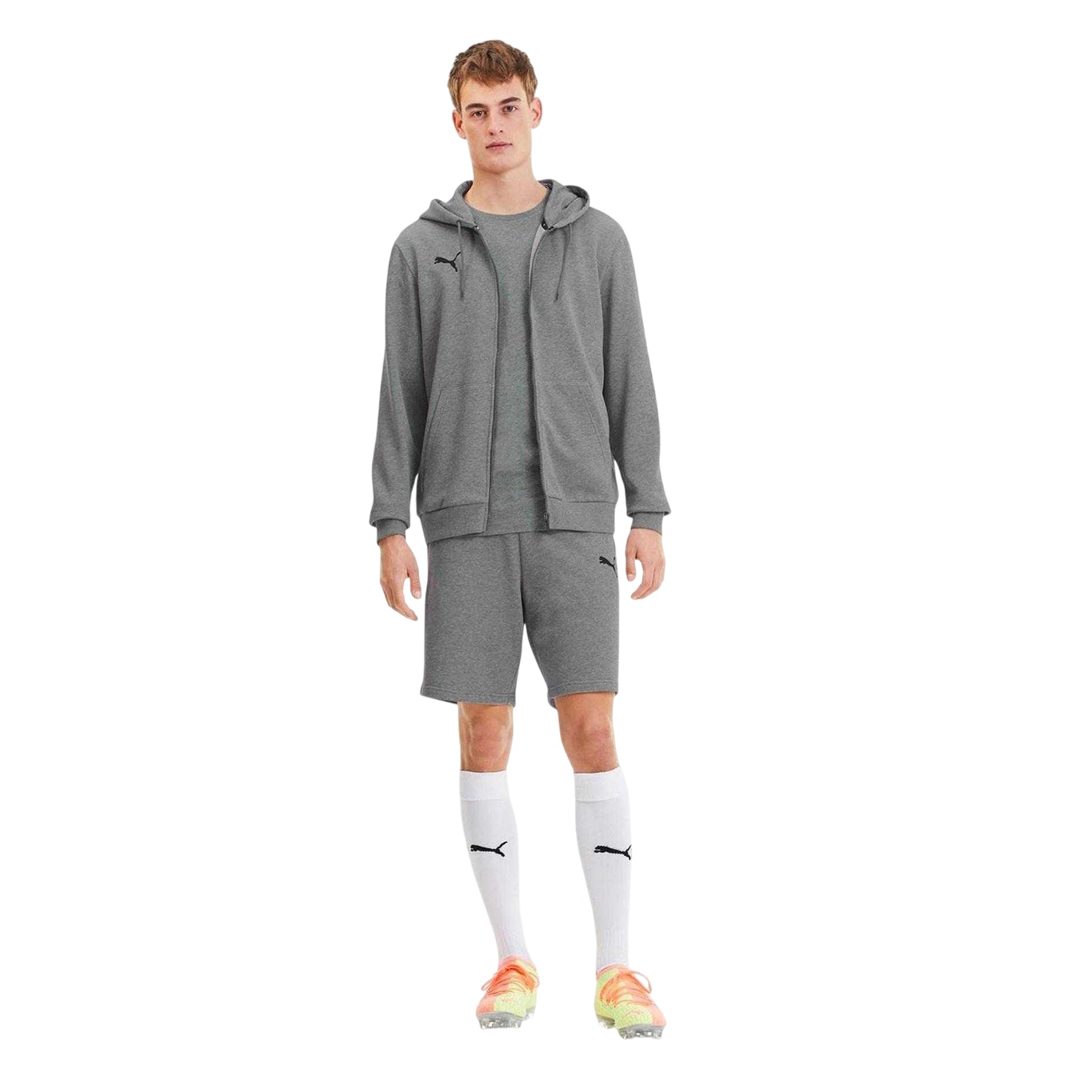 Grey - Pack Shot - Puma Mens TeamGoal 23 Casuals Hooded Jacket