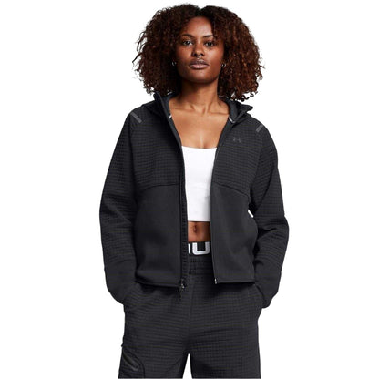 Black - Side - Under Armour Womens-Ladies Full Zip Hoodie