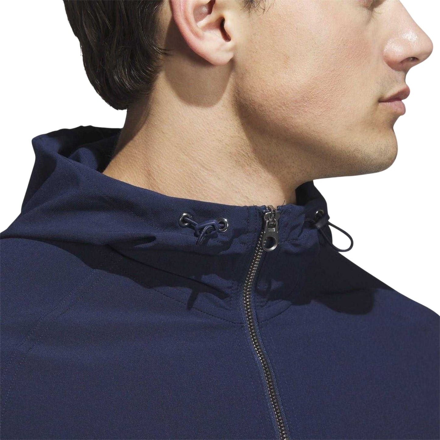 Navy - Side - Adidas Mens Go-To Lightweight Hooded Jacket