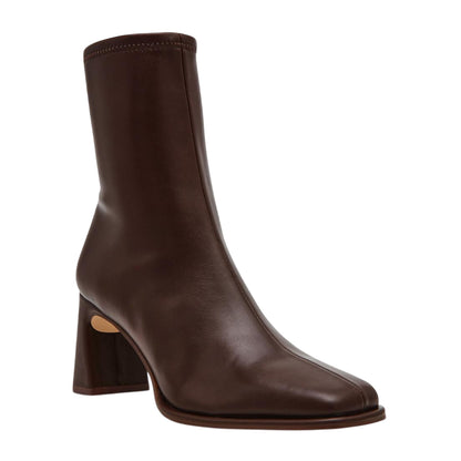 Brown - Side - Steve Madden Womens-Ladies Odesa Leather Flare Heel Ankle Boots