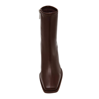 Brown - Pack Shot - Steve Madden Womens-Ladies Odesa Leather Flare Heel Ankle Boots