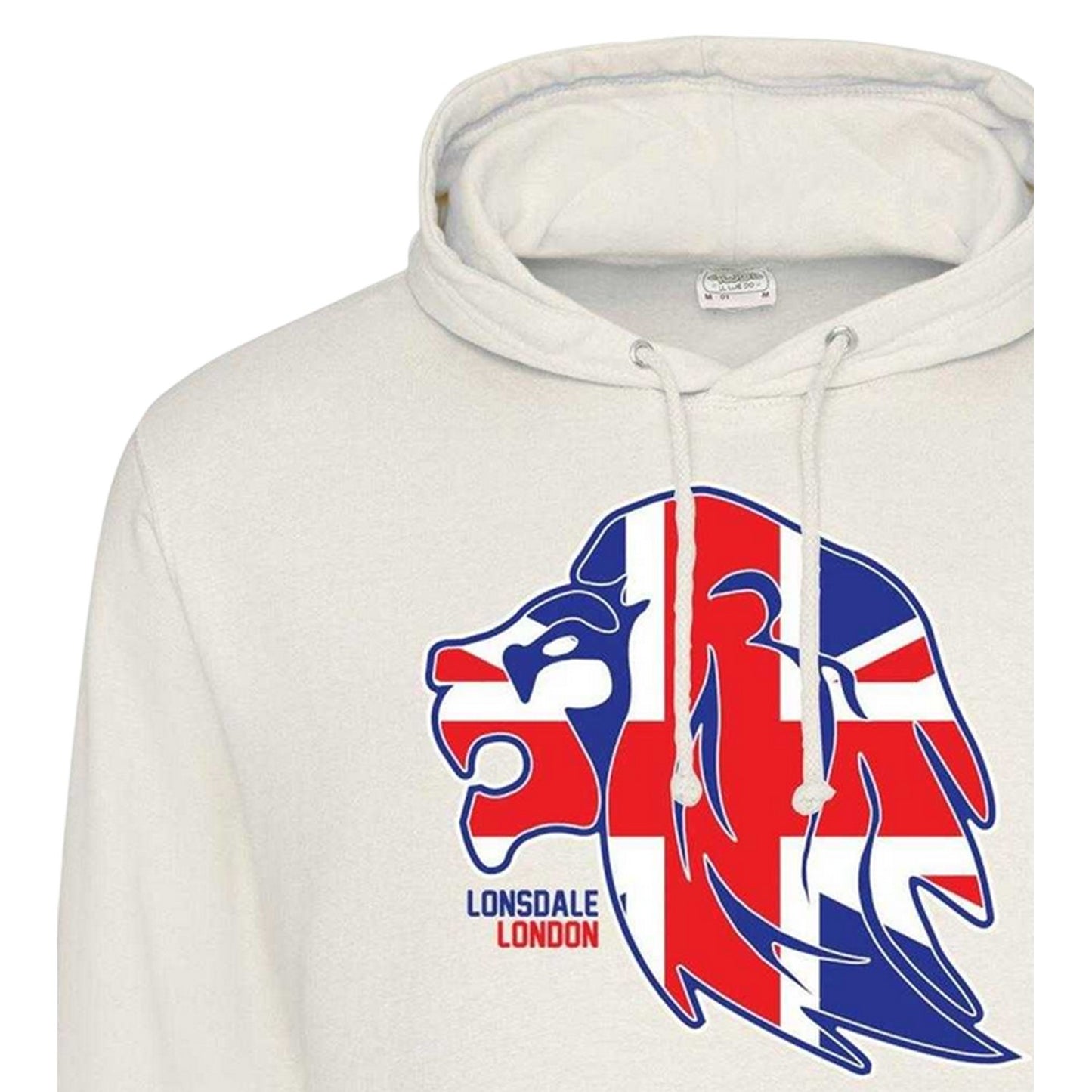 White - Side - Lonsdale Mens The Original Logo Hoodie