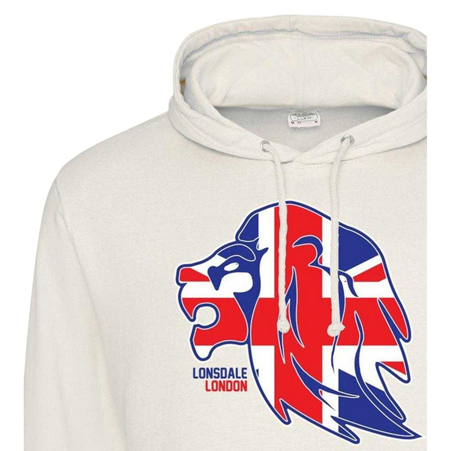 White - Side - Lonsdale Mens The Original Logo Hoodie