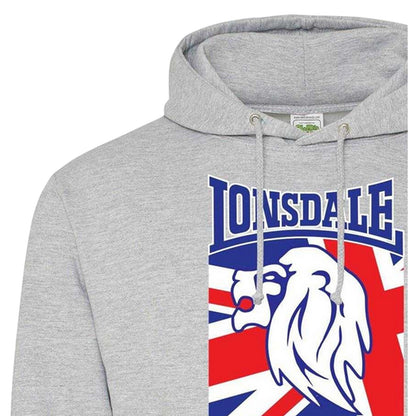 Grey - Side - Lonsdale Mens The Original Logo Hoodie