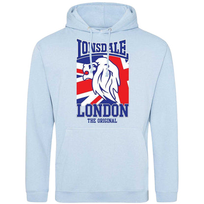 Sky Blue - Front - Lonsdale Mens The Original Logo Hoodie