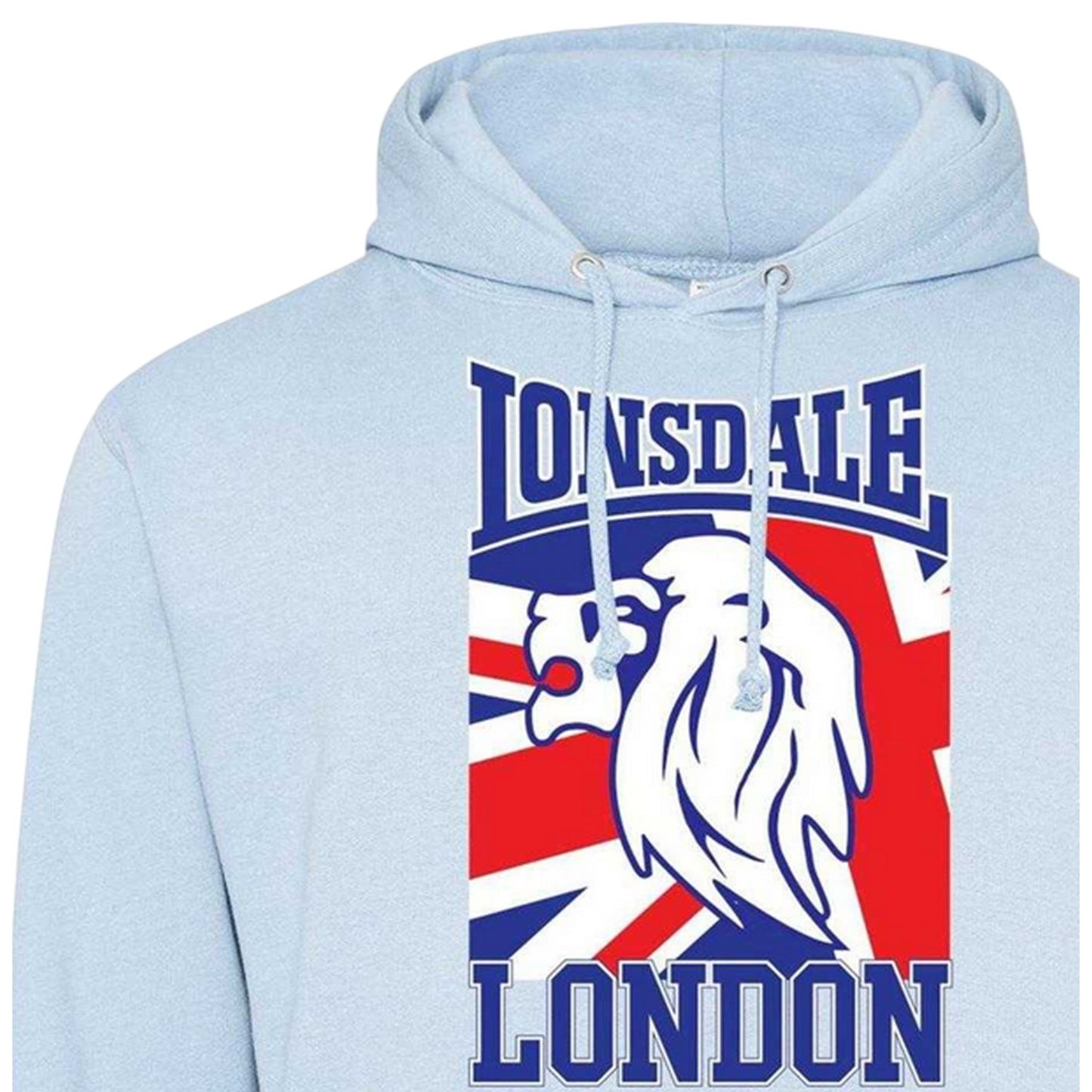Sky Blue - Side - Lonsdale Mens The Original Logo Hoodie