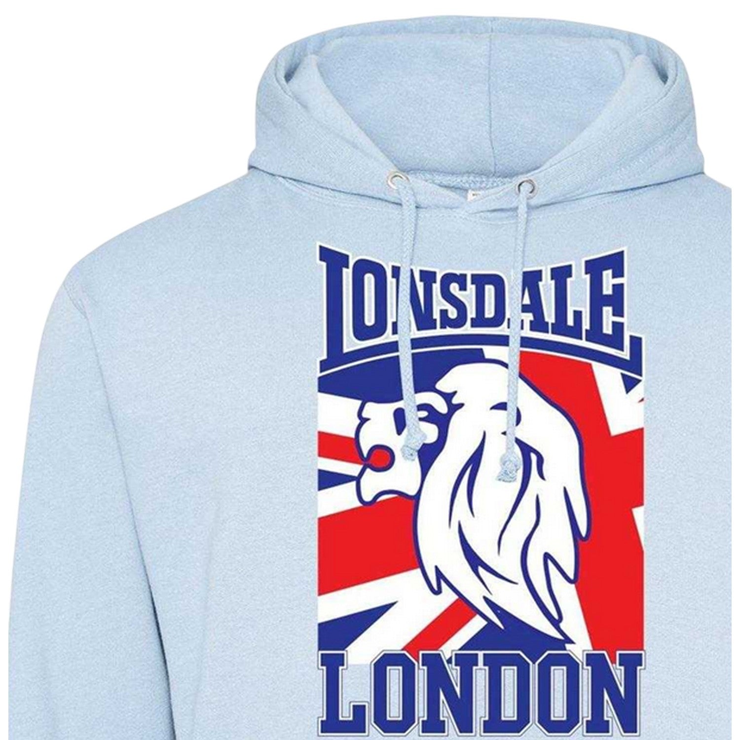 Sky Blue - Side - Lonsdale Mens The Original Logo Hoodie