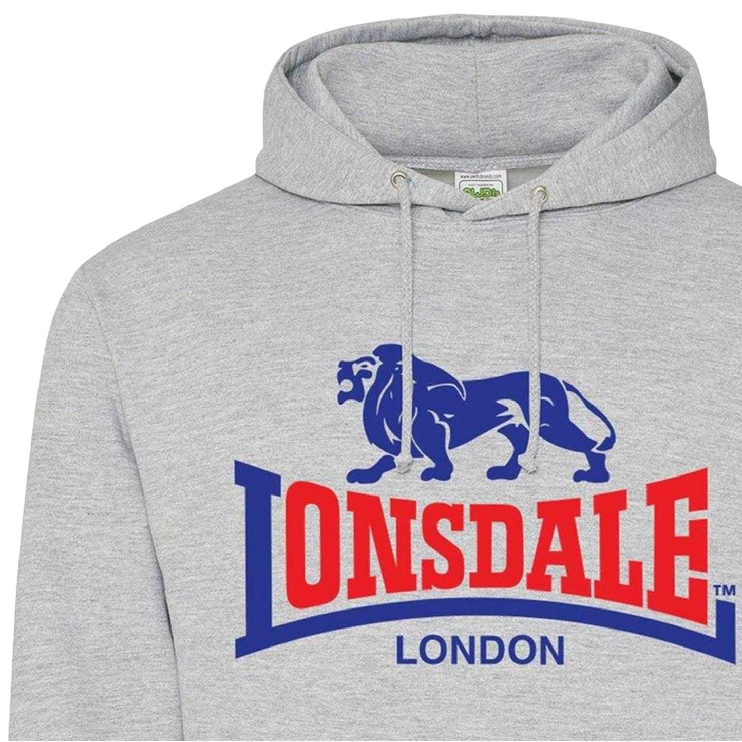 Grey - Back - Lonsdale Mens Logo Pullover Hoodie