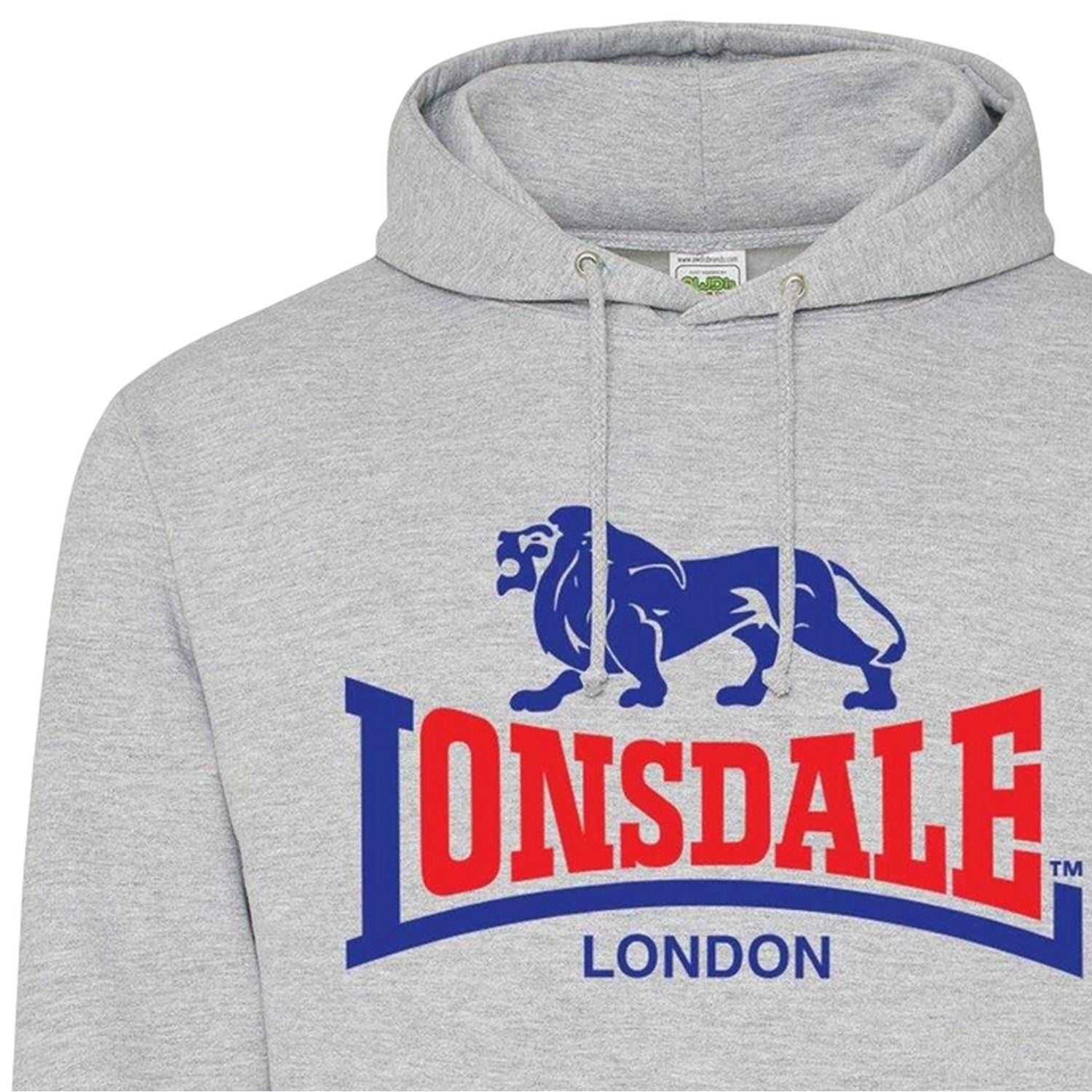 Grey - Back - Lonsdale Mens Logo Pullover Hoodie