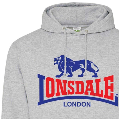 Grey - Back - Lonsdale Mens Logo Pullover Hoodie