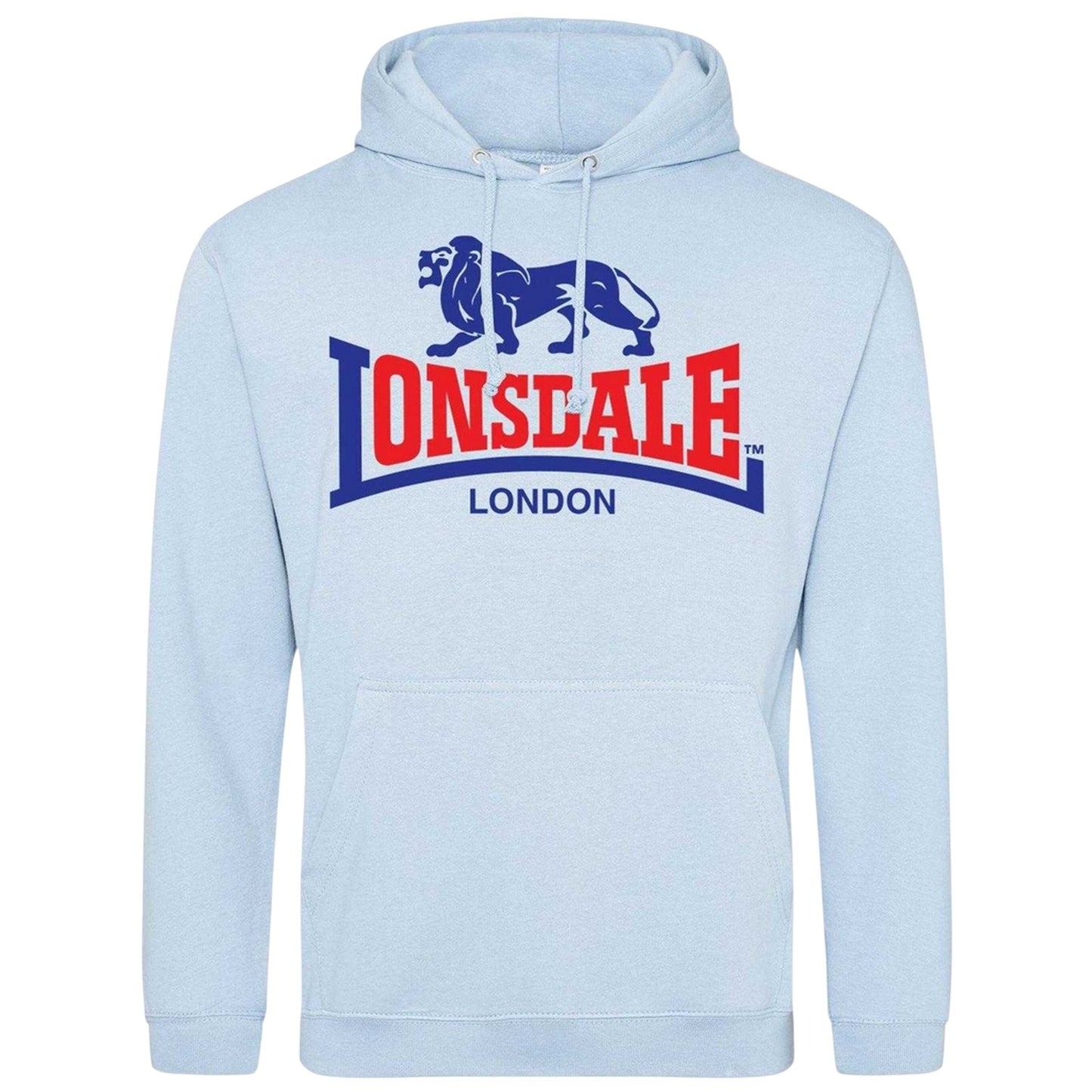 Sky Blue - Front - Lonsdale Mens Logo Pullover Hoodie