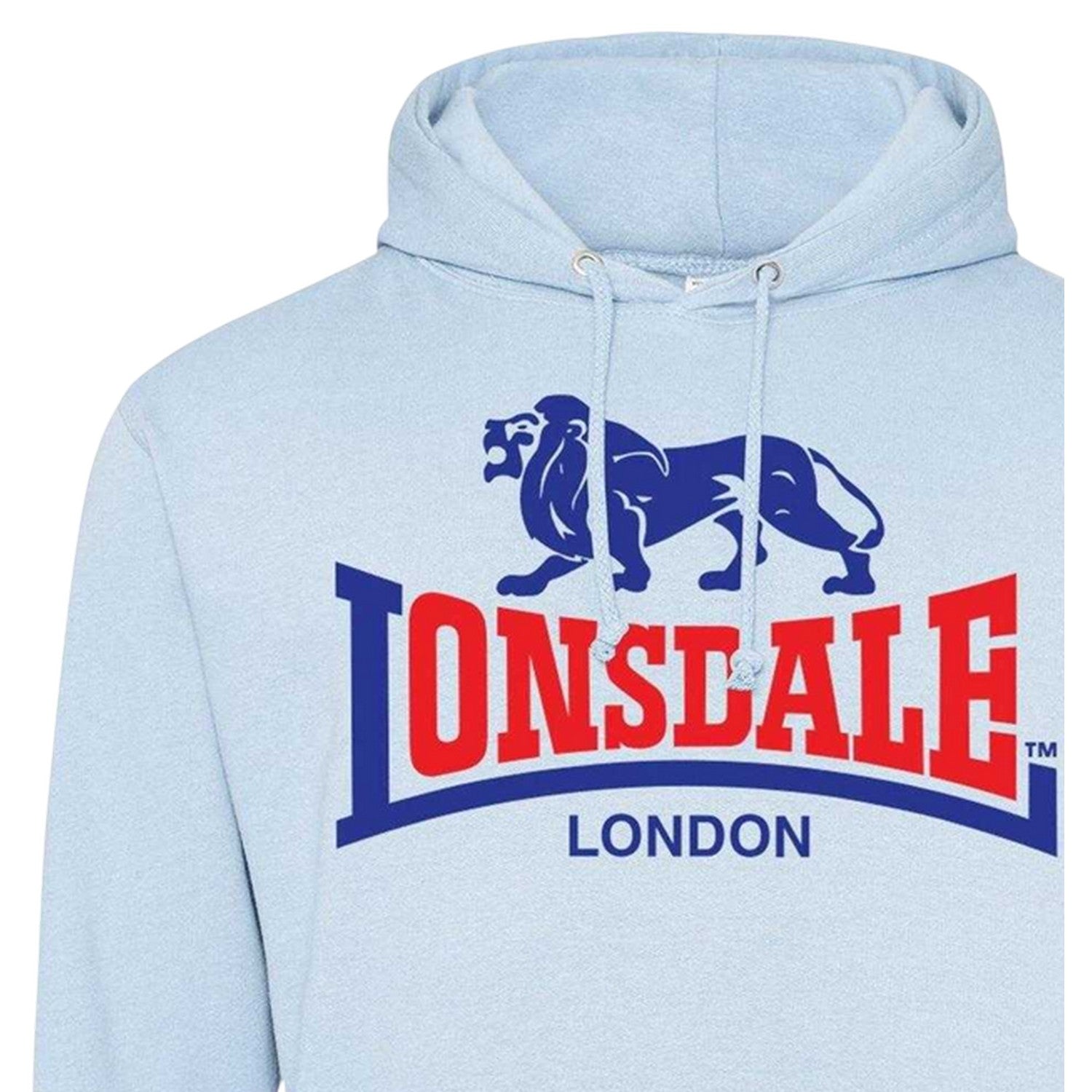 Sky Blue - Side - Lonsdale Mens Logo Pullover Hoodie