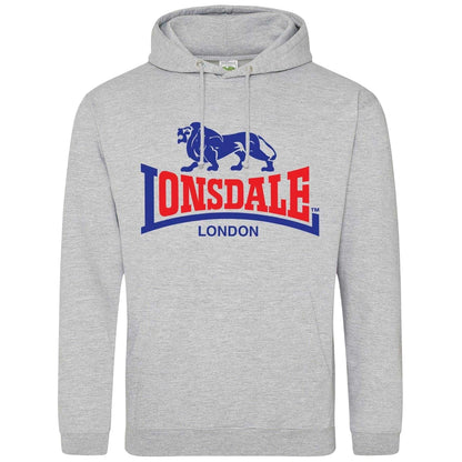 Grey - Front - Lonsdale Mens Logo Pullover Hoodie