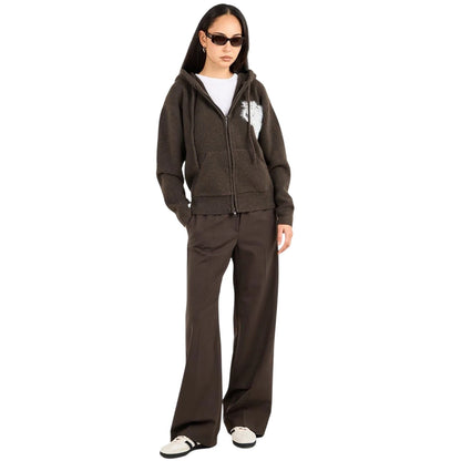 Brown - Lifestyle - Couture Club Womens-Ladies Fluffy Full Zip Hoodie