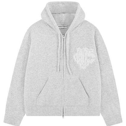Grey - Front - Couture Club Womens-Ladies Fluffy Full Zip Hoodie