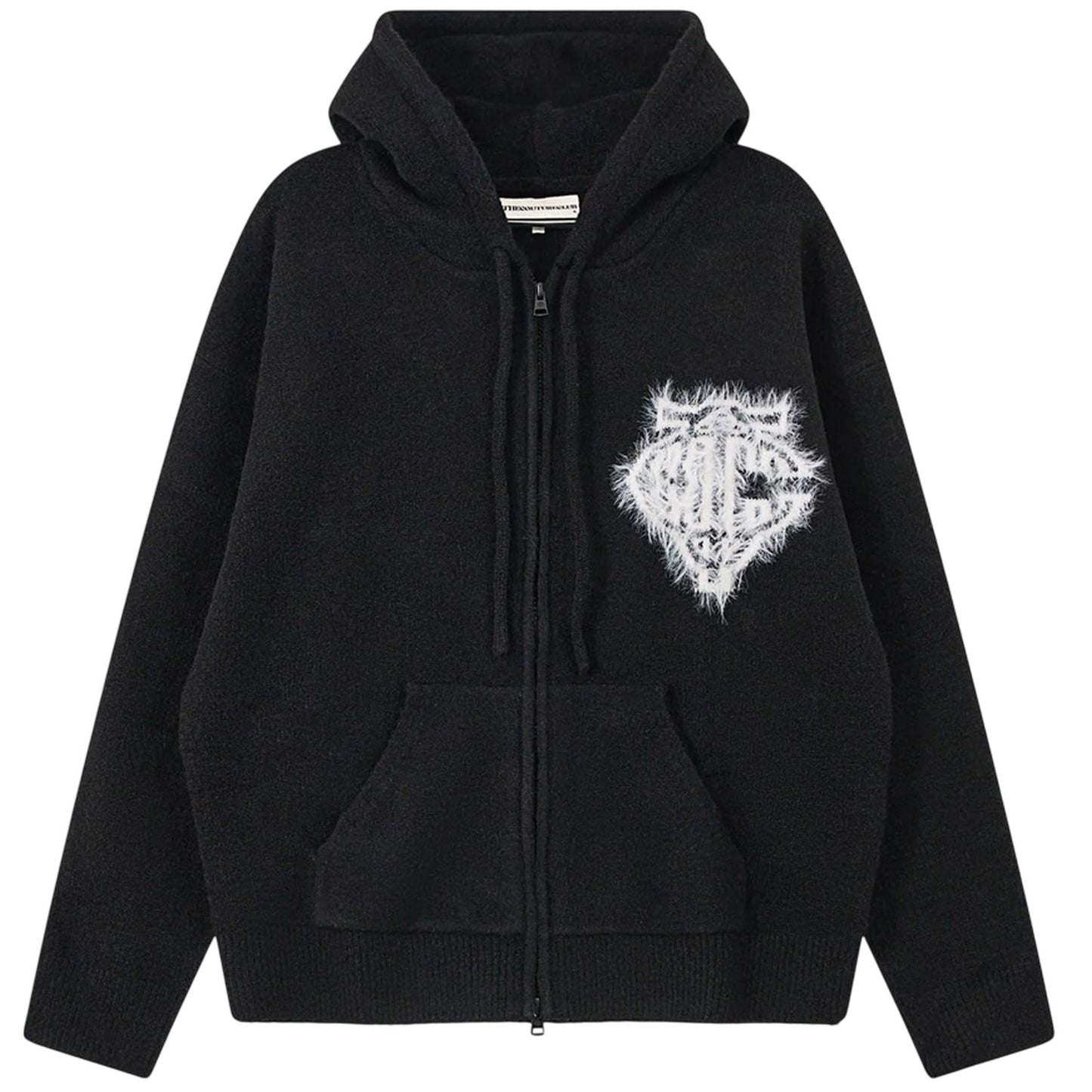 Black - Front - Couture Club Womens-Ladies Fluffy Full Zip Hoodie