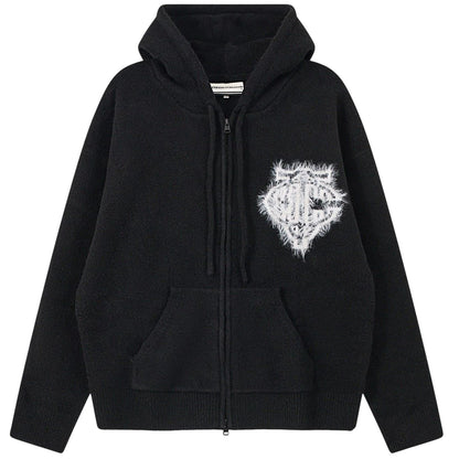 Black - Front - Couture Club Womens-Ladies Fluffy Full Zip Hoodie