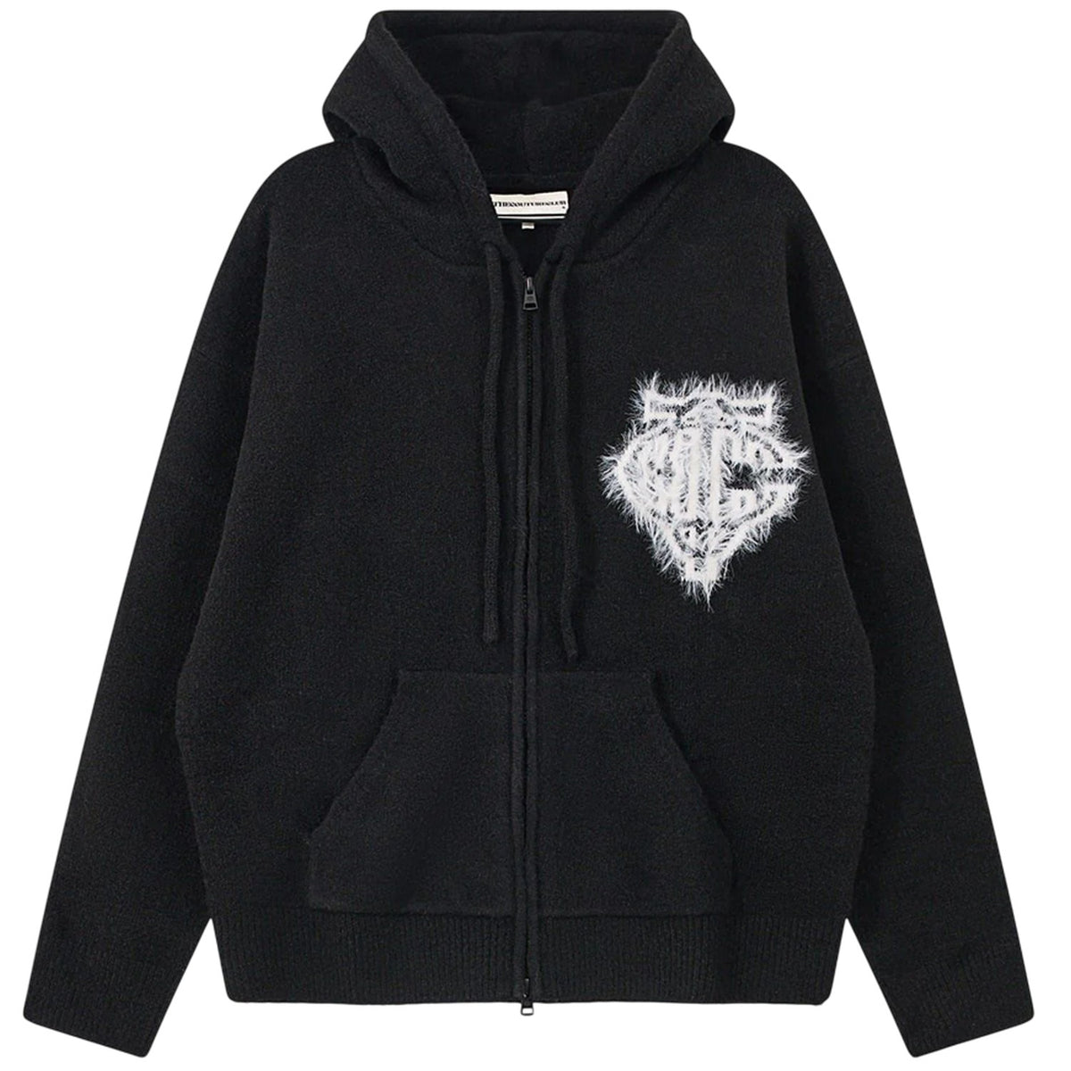 Black - Front - Couture Club Womens-Ladies Fluffy Full Zip Hoodie