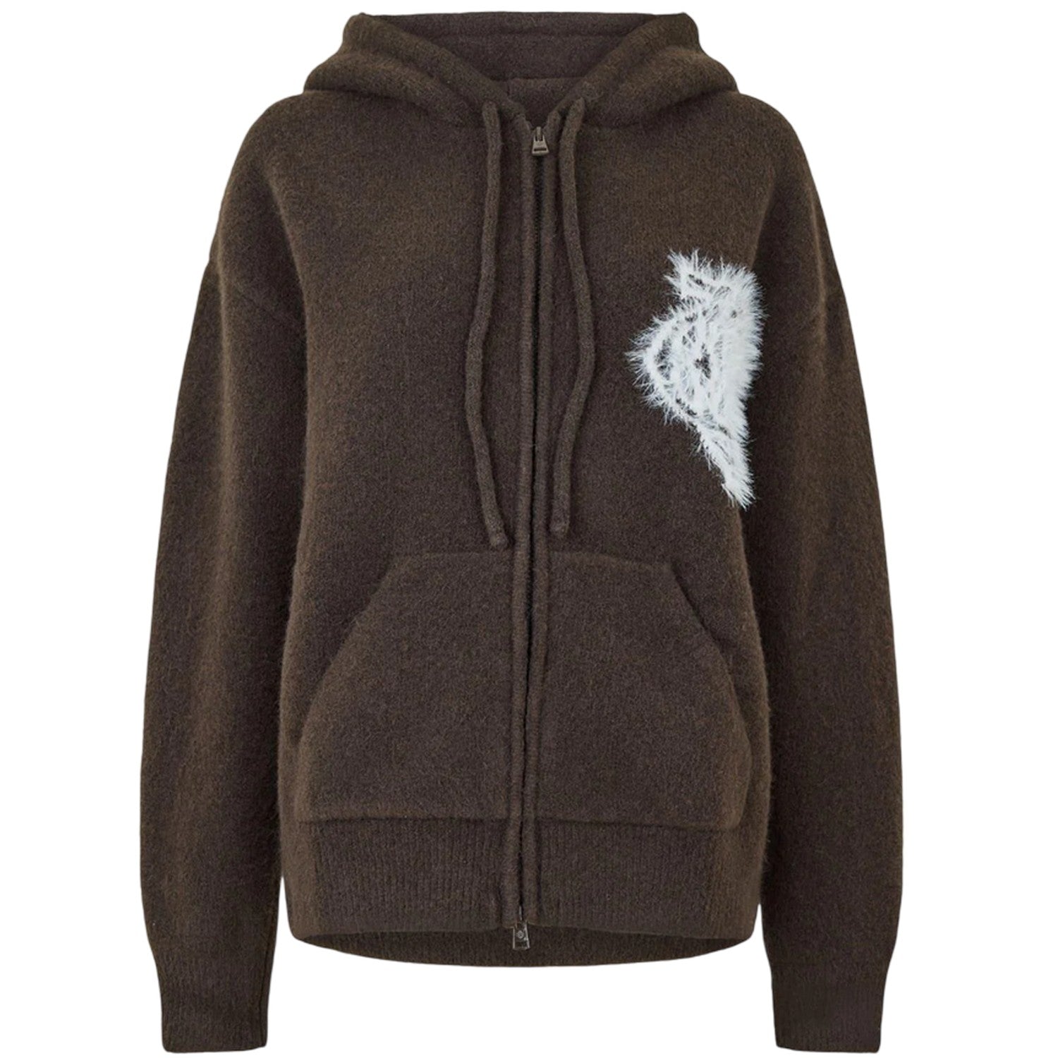 Brown - Front - Couture Club Womens-Ladies Fluffy Full Zip Hoodie