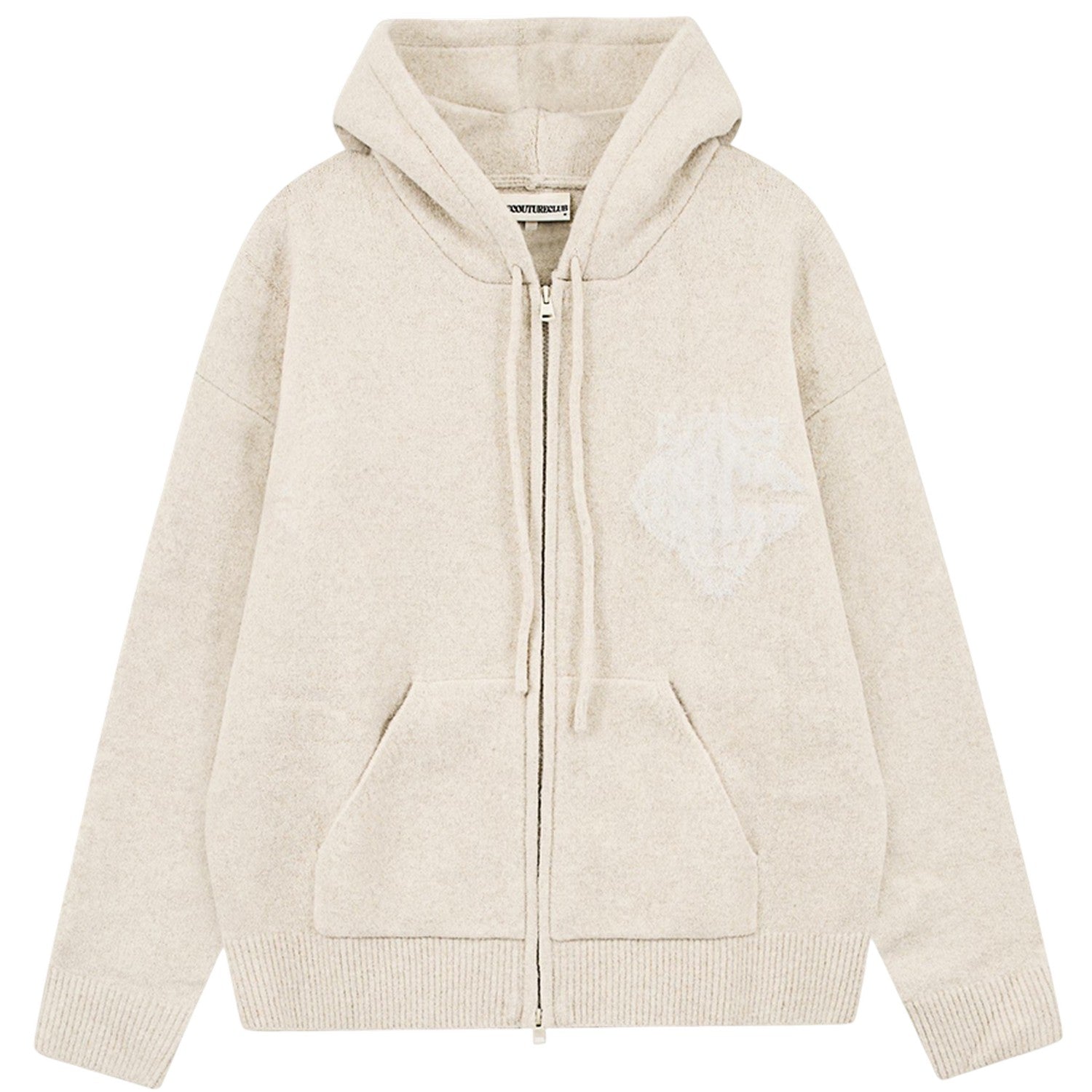 Beige - Front - Couture Club Womens-Ladies Fluffy Full Zip Hoodie