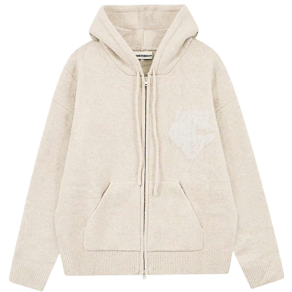 Beige - Front - Couture Club Womens-Ladies Fluffy Full Zip Hoodie