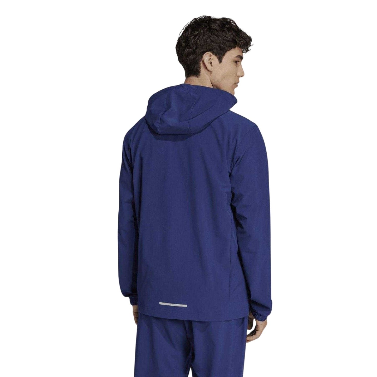 Blue - Back - Adidas Mens Polyester Hooded Slim Track Jacket