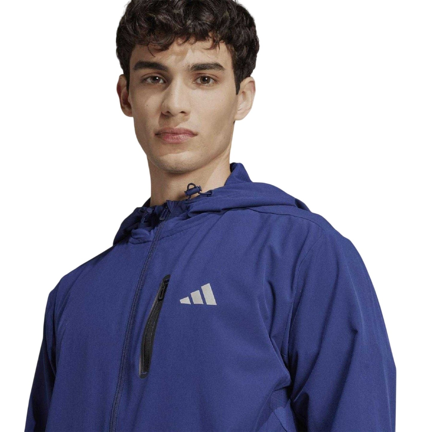 Blue - Lifestyle - Adidas Mens Polyester Hooded Slim Track Jacket