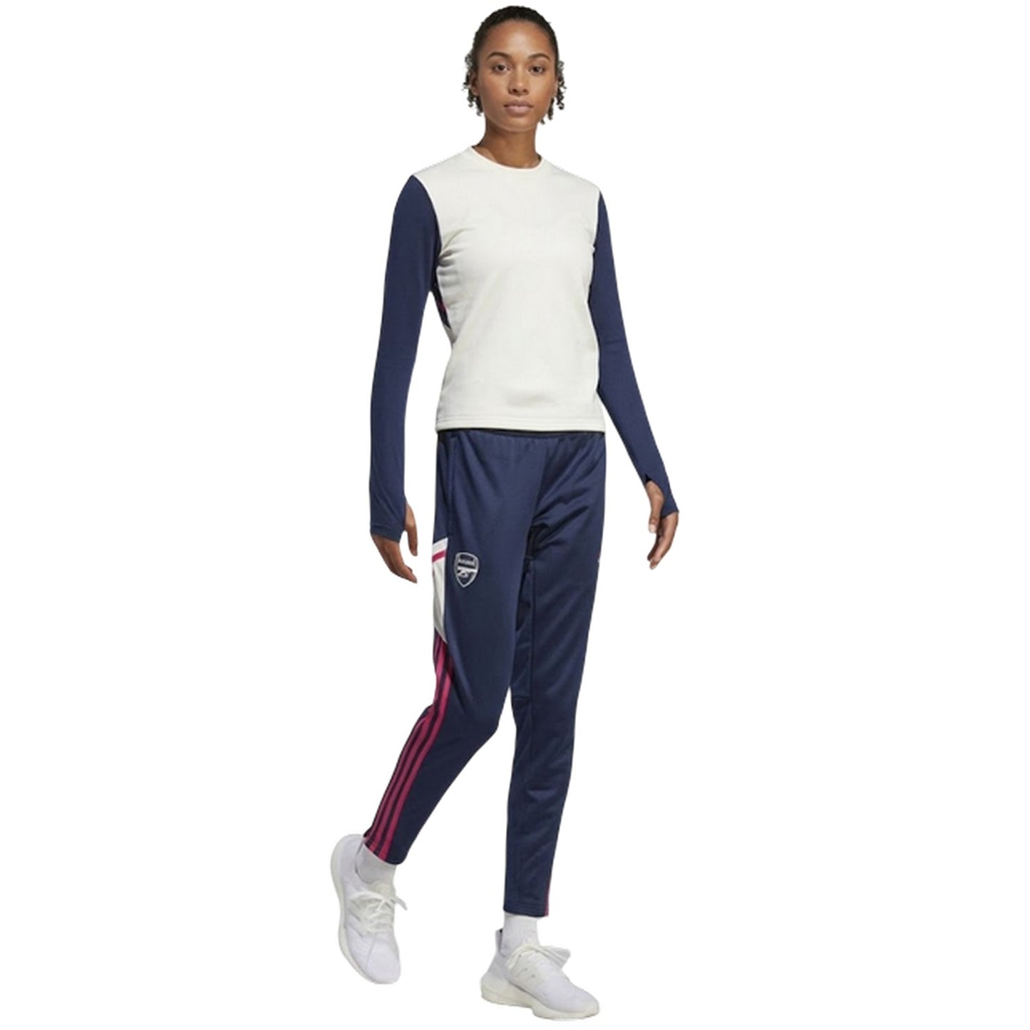 Collegiate Navy - Pack Shot - Adidas Womens-Ladies Arsenal FC Tapered Tracksuit Bottoms