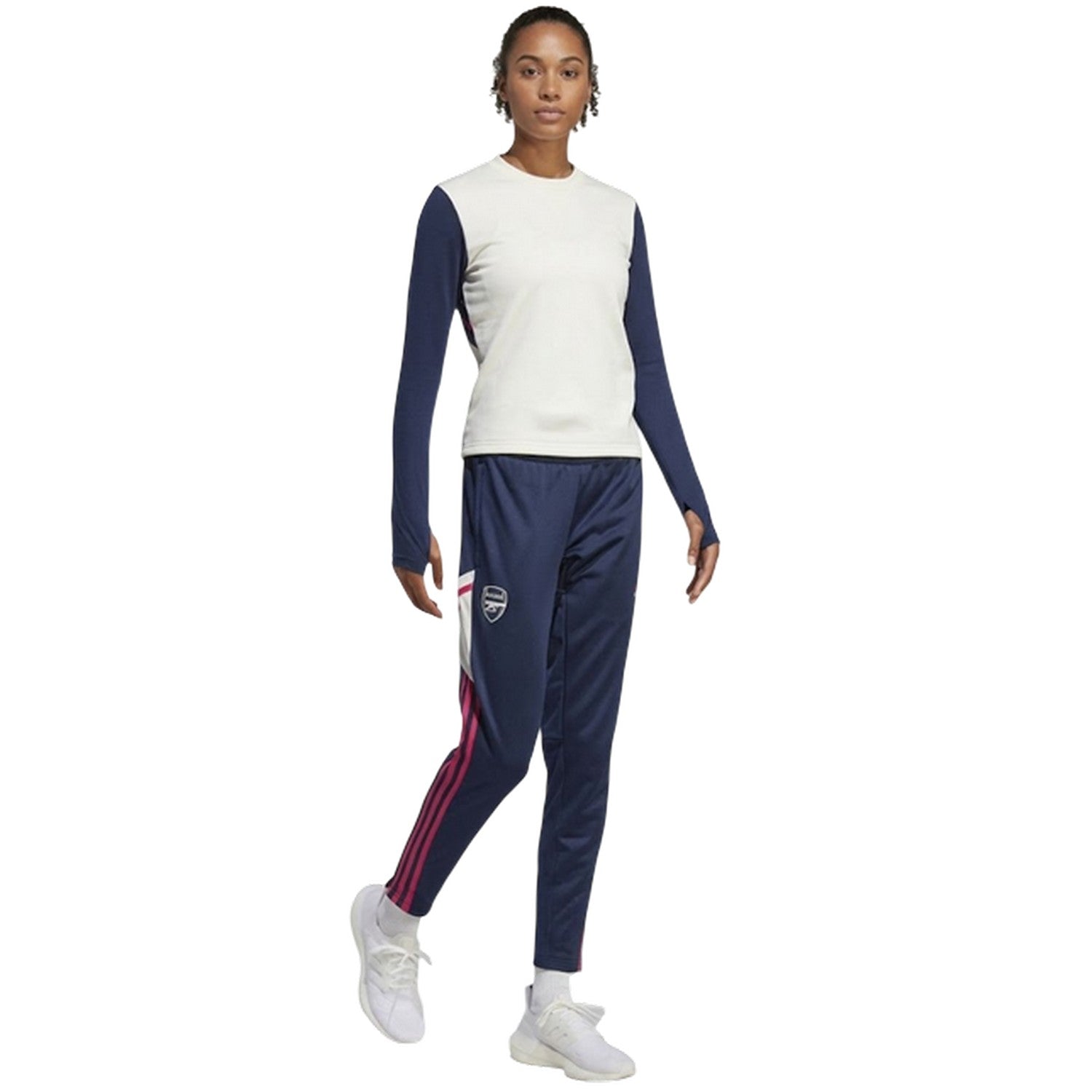 Collegiate Navy - Pack Shot - Adidas Womens-Ladies Arsenal FC Tapered Tracksuit Bottoms