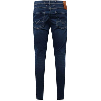 Blue - Back - Replay Mens Cotton Blend Ripped Slim Jeans