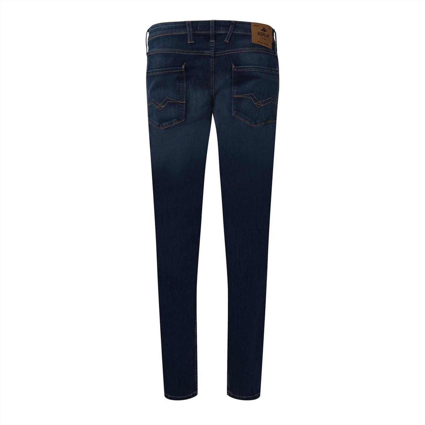 Blue - Back - Replay Mens Anbass Logo Slim Jeans