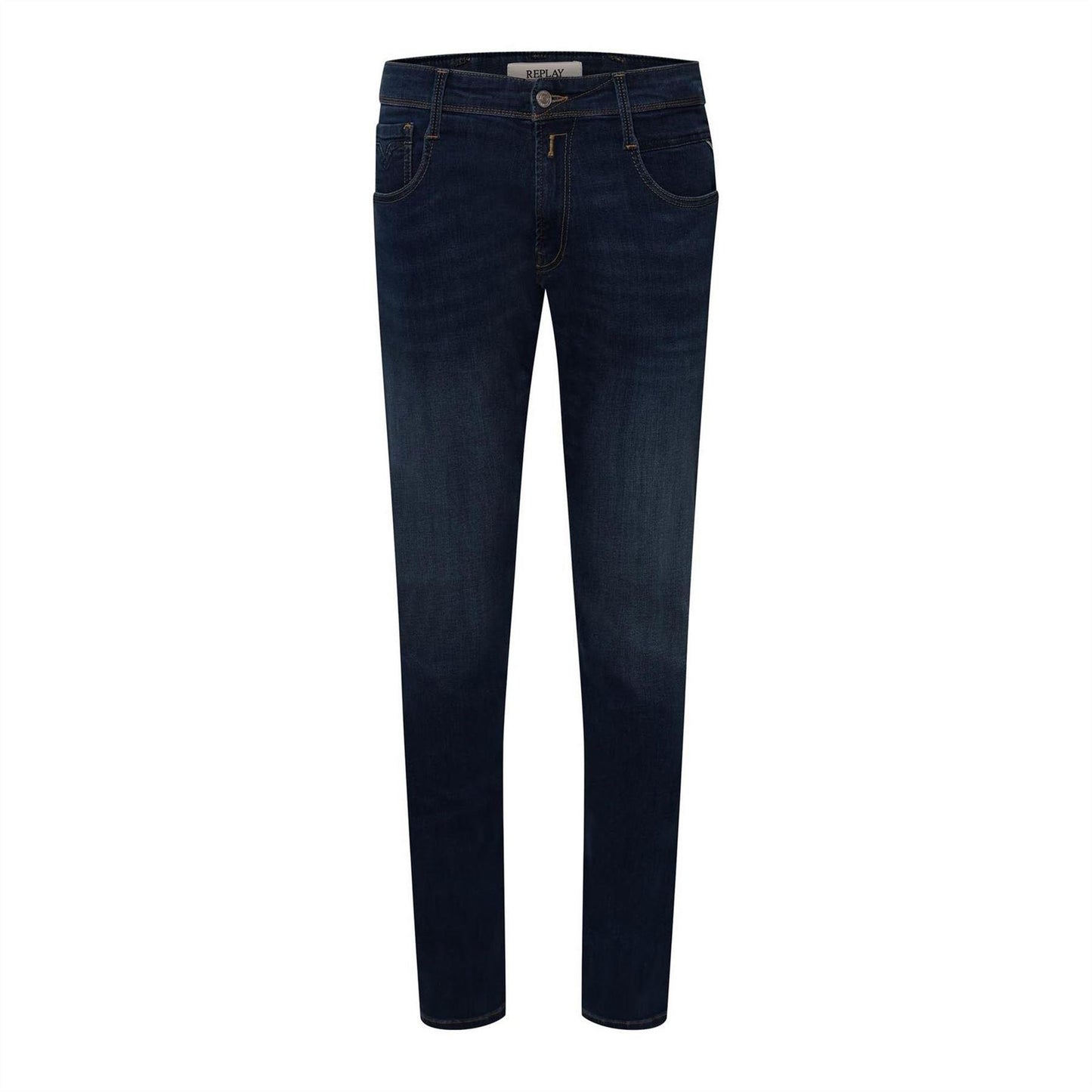 Blue - Front - Replay Mens Anbass Logo Slim Jeans