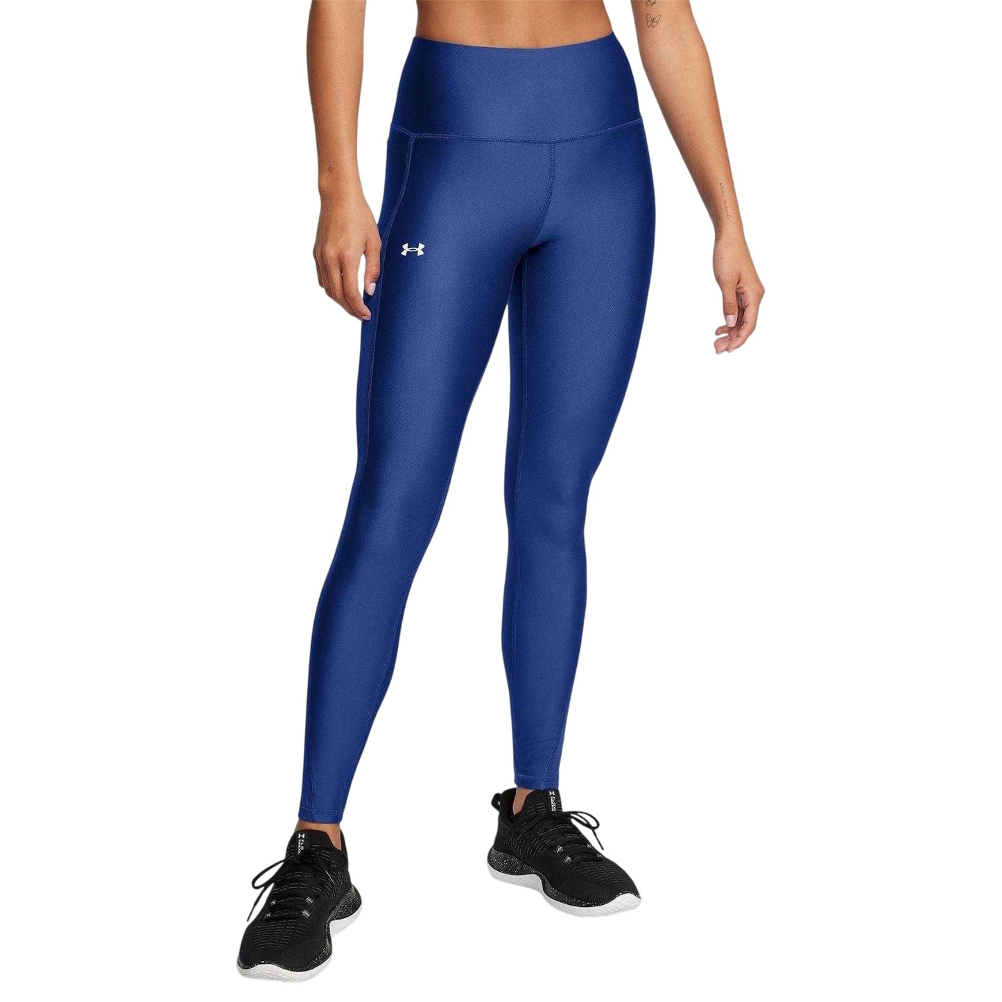 Tech Blue-White - Side - Under Armour Womens-Ladies Vanish Plain Shaping Leggings