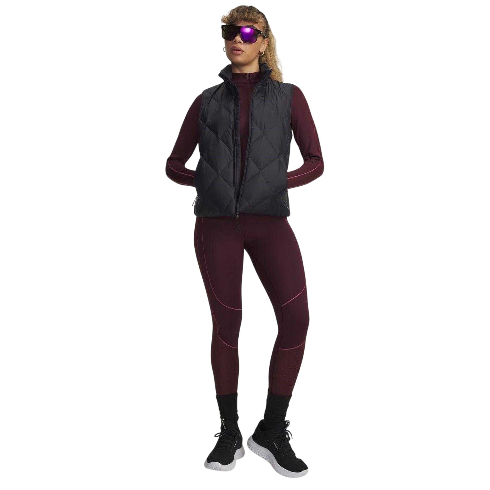 Dark Maroon - Lifestyle - Under Armour Womens-Ladies Textured Leggings