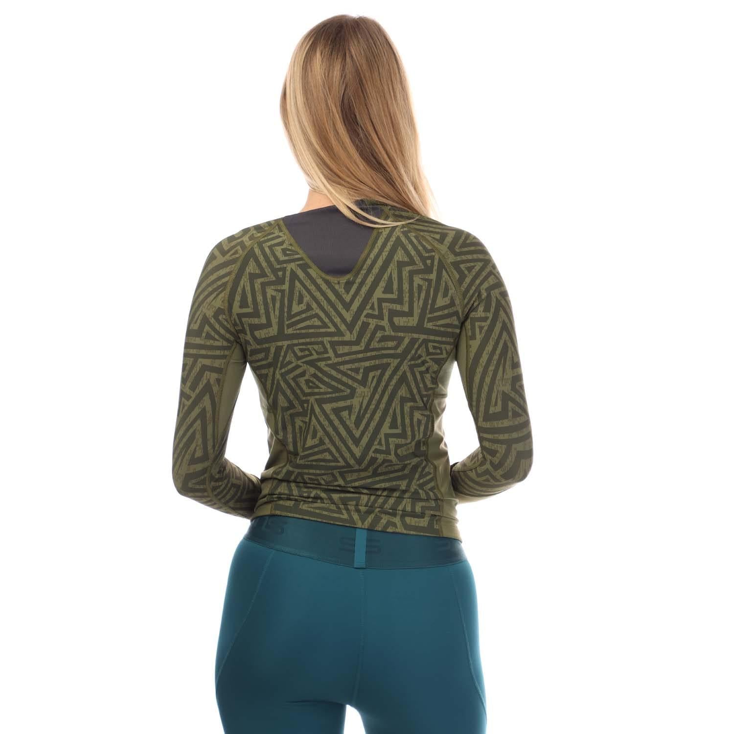 Khaki Green - Back - Skins Womens-Ladies Series-3 Long-Sleeved Top