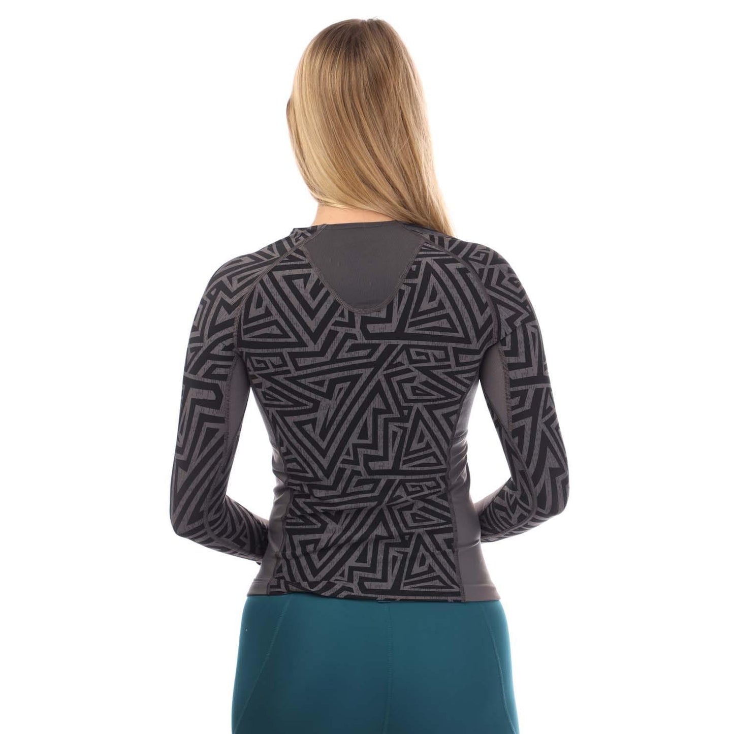 Charcoal - Back - Skins Womens-Ladies Series-3 Long-Sleeved Top