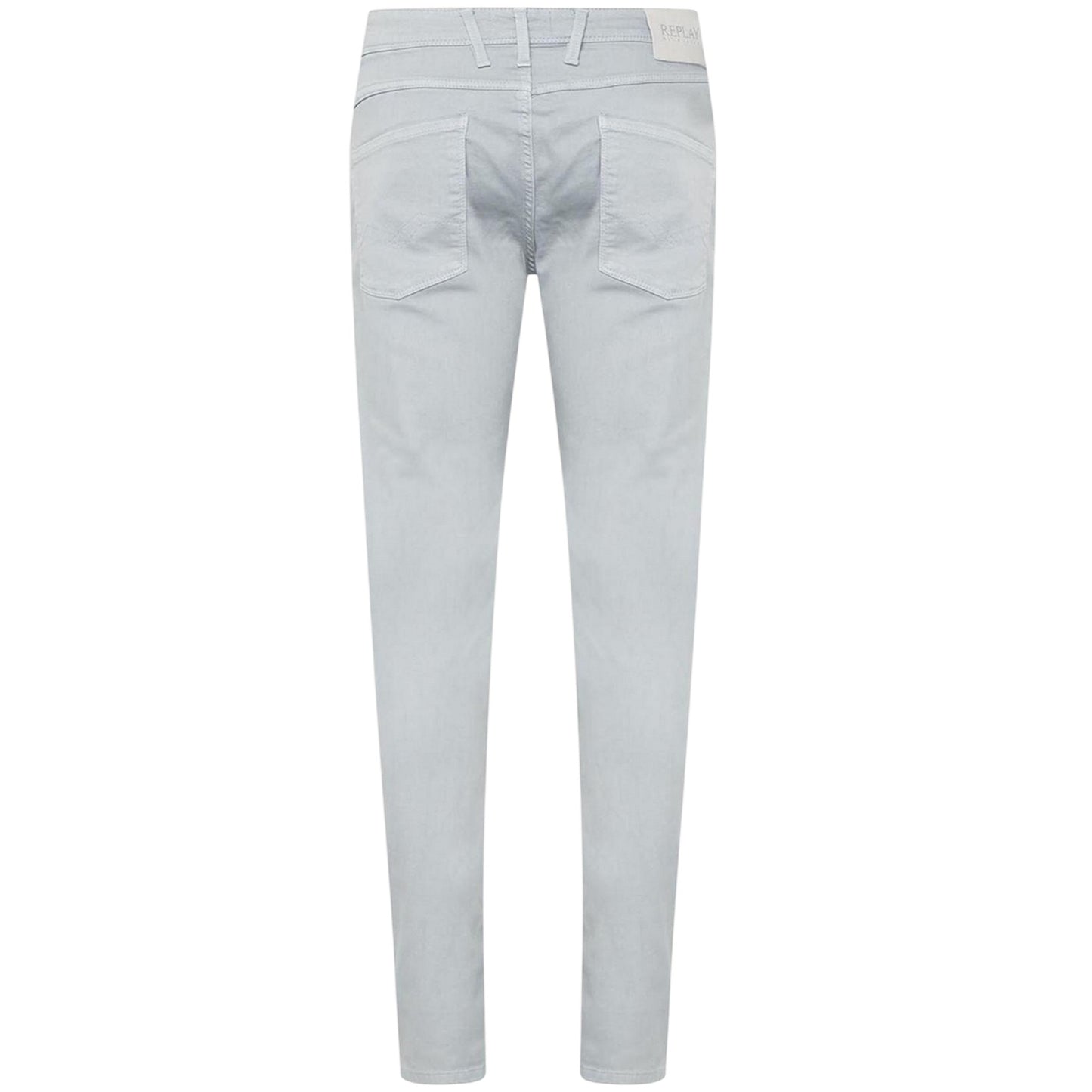 Light Blue - Back - Replay Mens Anbass Cotton Blend Plain Slim Jeans