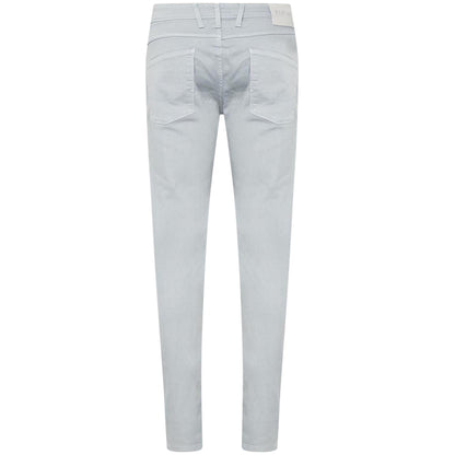 Light Blue - Back - Replay Mens Anbass Cotton Blend Plain Slim Jeans