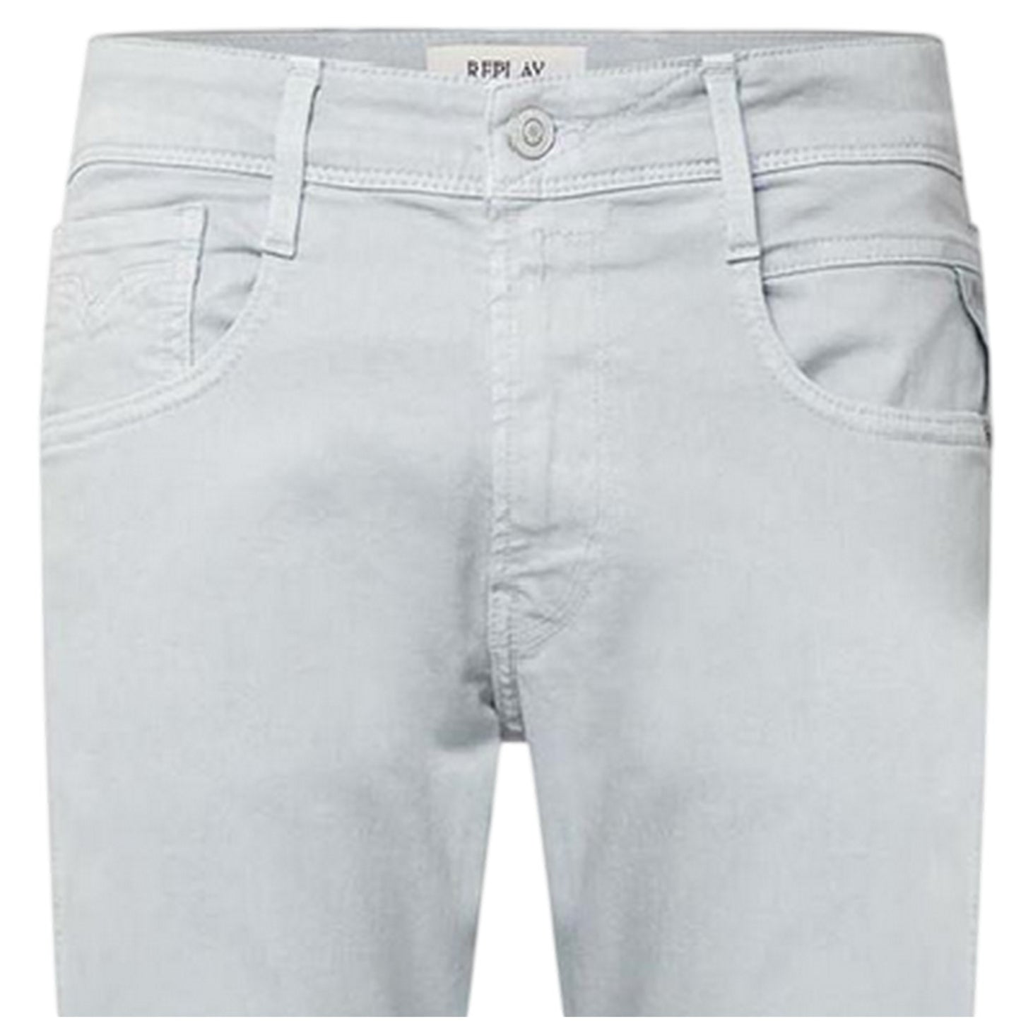Light Blue - Side - Replay Mens Anbass Cotton Blend Plain Slim Jeans