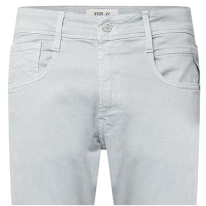 Light Blue - Side - Replay Mens Anbass Cotton Blend Plain Slim Jeans
