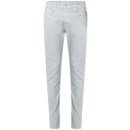 Light Blue - Front - Replay Mens Anbass Cotton Blend Plain Slim Jeans