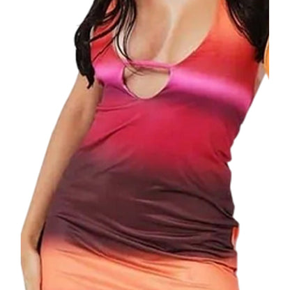 Orange - Back - Missy Empire Womens-Ladies Ombre Halter Neck Mini Dress