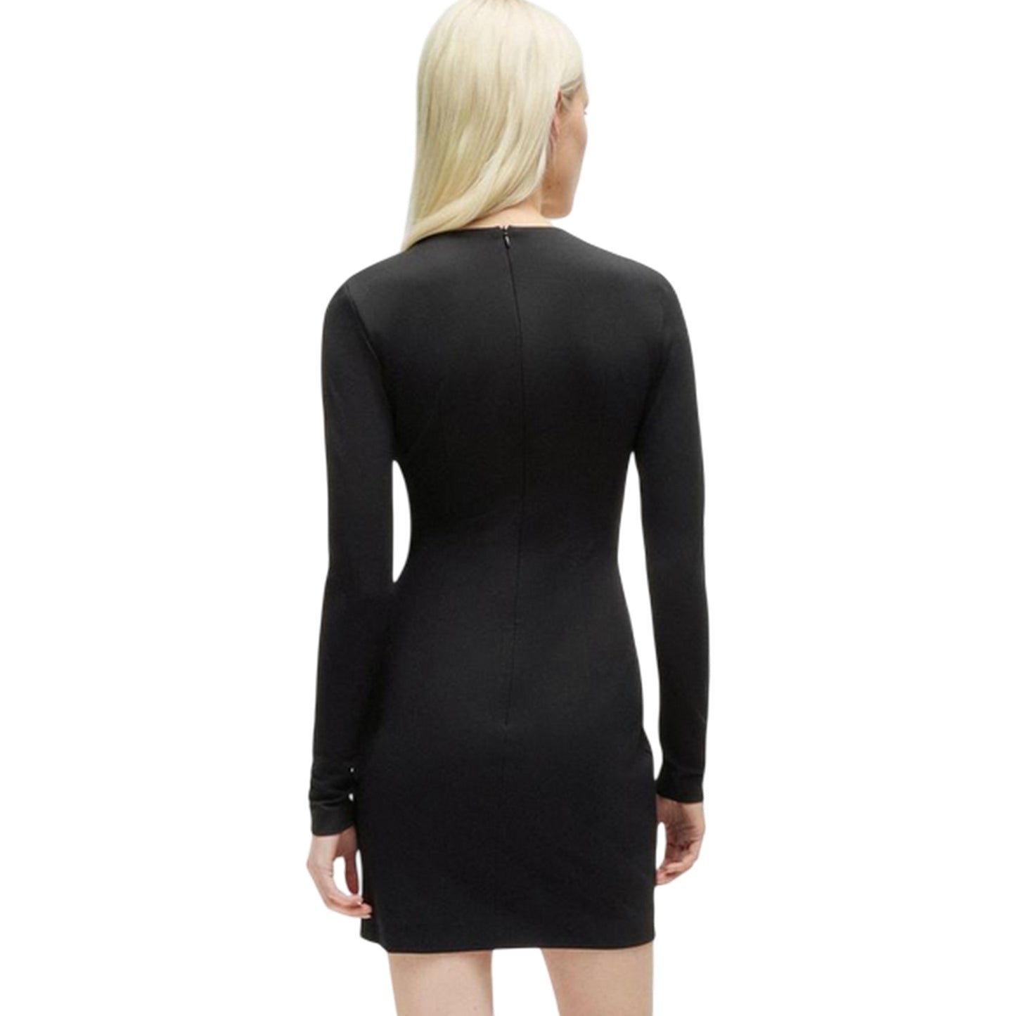 Black - Back - Hugo Boss Womens-Ladies Kalypso Crew Neck Long-Sleeved Mini Dress