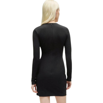Black - Back - Hugo Boss Womens-Ladies Kalypso Crew Neck Long-Sleeved Mini Dress