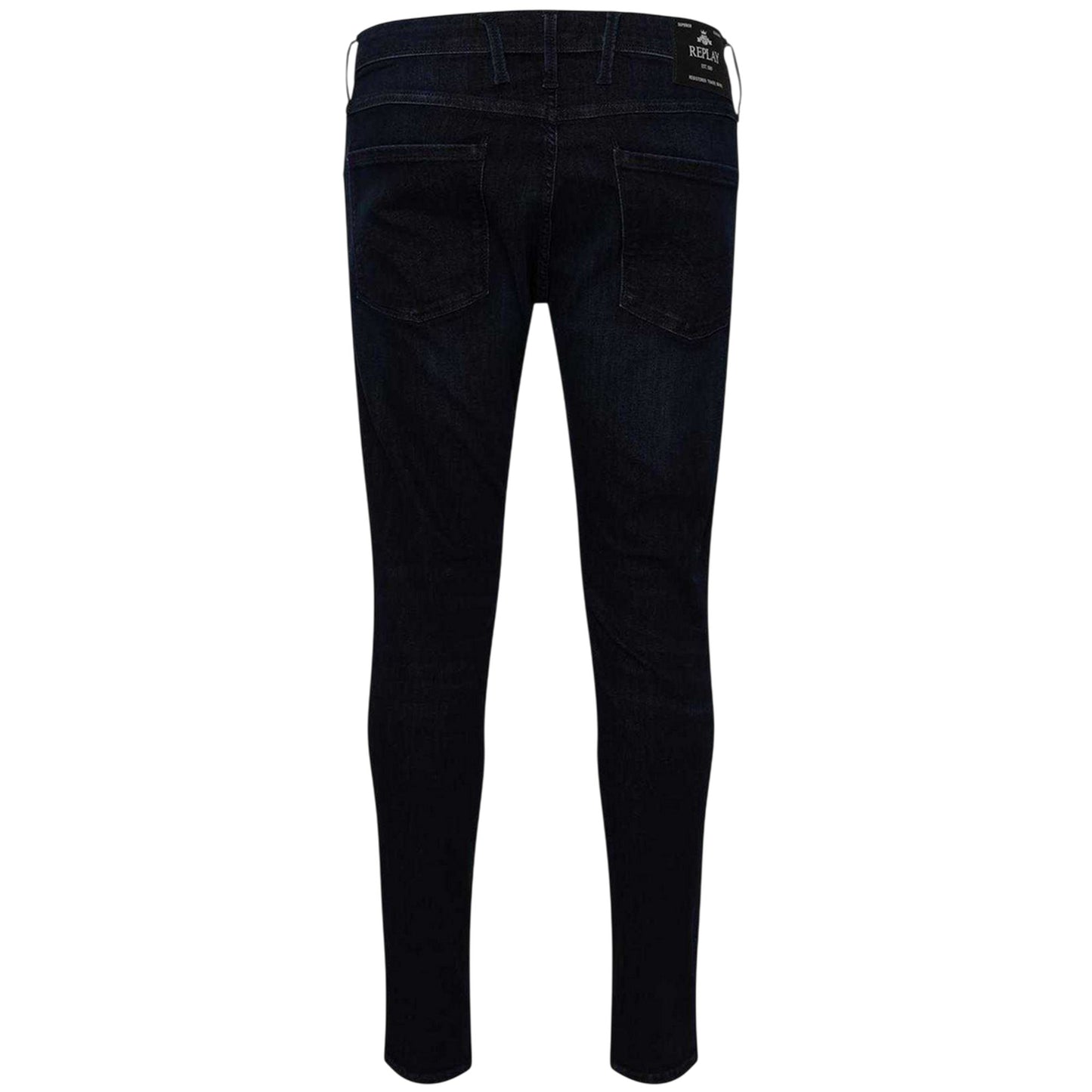 Dark Blue - Back - Replay Mens Anbass Faded Slim Jeans