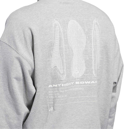 Grey - Side - Adidas Mens Anthony Edwards Back Print Oversized Hoodie